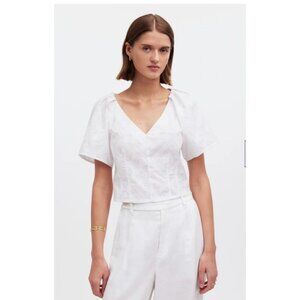 Madewell $92 Darted V-Neck Top White Size 2 NP007
